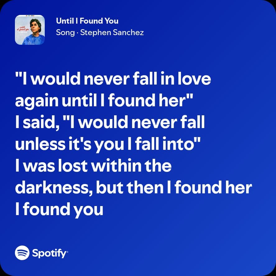 Spotify lyric screenshot selected for the birthday playlist, card 2