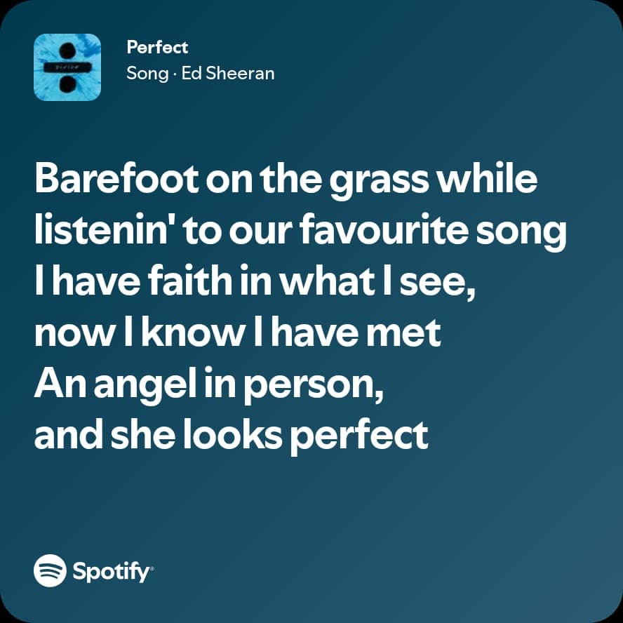 Spotify lyric screenshot selected for the birthday playlist, card 3